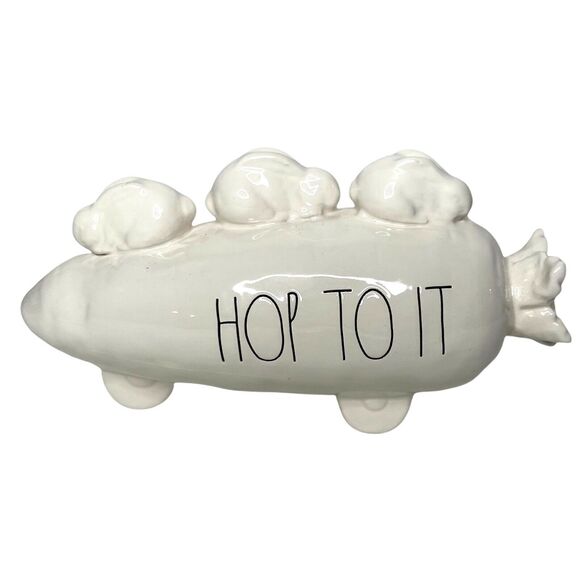 Rae Dunn by Magenta Ceramic Hop To It Carrot Decor Figurine Bunny Easter - Picture 1 of 5
